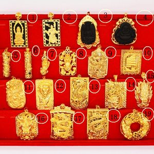 Ciondolo da uomo Hip Hop in giada drago Buddha <span class=keywords><strong>Phoenix</strong></span> 24K placcato oro bello e bello ciondolo accessori potenti - Product Image 2