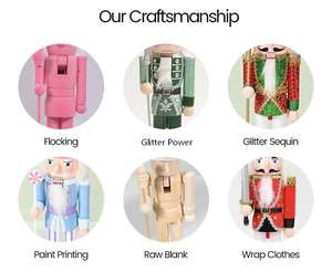 맞춤 제작 30cm 호두까기 인형 왕 꼭두각시 장식품, 축제용 단단한 나무 호두까기 인형 - Product Image 4