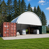 Tente conteneur en PVC résistant aux UV 8x6m, abri en acier galvanisé avec mur arrière et demi-mur avant pour entrepôt agricole