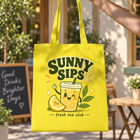 Sac fourre-tout en toile personnalisé, imprimé rétro thé glacé, sac de courses réutilisable, cadeau estival pour les amateurs de thé, sac à main décontracté