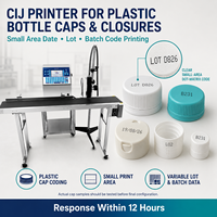 Imprimante CIJ industrielle pour l'impression de codes de date, de lot et de référence sur les bouchons et les fermetures de bouteilles en plastique sur de petites surfaces