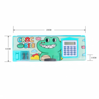 Estuche de Lápices Multifuncional de Plástico Impermeable de Gran Capacidad Personalizable, Marca KM, Diseño de Dibujos Animados para Estudiantes, Varios Colores