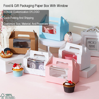 Caja de cartón decorativa de gran tamaño para pastel suizo, embalaje para postres de panadería para llevar con laminación mate y grabado en relieve
