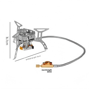 Tragbarer Gasbrenner für Outdoor-Kochen, Windgeschützt, Hochleistungsfähig, Faltbar, für <span class=keywords><strong>Camping</strong></span>, Wasserkochen, Teezubereitung, Drei-Brenner-System - Product Image 5