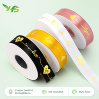 Ruban en satin personnalisé de luxe avec logo, 100 yards/rouleau, emballage pour mariage, Noël, emballage cadeau, ruban en satin pour bouquet de fleurs
