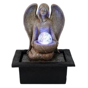 Fontaine d'eau de table d'intérieur électrique à cascade de fleurs et de pierres - Product Image 3