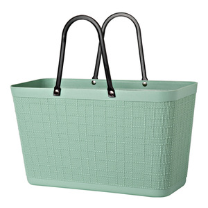 Picnic <b>Basket</b> Large <b>Plastic</b> Shopping <b>Basket</b> With Horse Charm Outdoor Use - Product Image 5