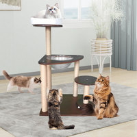 Grand arbre à gratter mural moderne pour chat, meuble en bois peu encombrant avec griffoir en sisal pour usage intérieur
