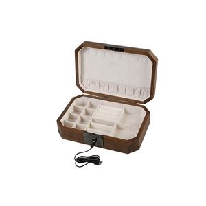 DS DSJ-1005 Octagon Customized Shape Walnut Electronic Finger Lock Storage Cases <b>Glass</b> Luxury Home Solid Wood Wooden Jewelry <b>Box</b> - Product Image 1