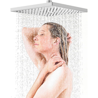 Pommeau de douche à effet pluie rond et carré chromé de haute qualité de 25cm avec accessoire de robinet de douche à main boule en laiton