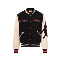 Blouson Bomber Brodé Crâne Godsp Style Streetwear Tendance Européen Américain Hip Hop Inspiré Instagram en Laine Épaisse