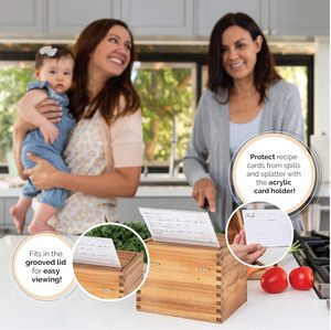 Premium Acacia Wood <strong>Recipe</strong> <strong>Card</strong> Holder Custom Large Wooden <strong>Recipe</strong> <strong>Box</strong> with <strong>Cards</strong> - Product Image 3