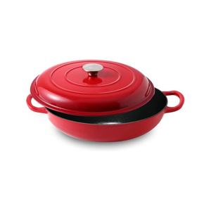 Cacerola Poco Profunda Esmaltada de 30 cm, Sartén de Hierro Fundido Esmaltado <span class=keywords><strong>con</strong></span> Tapa - Product Image 3