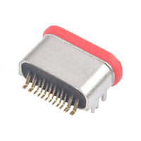 Connecteur USB Type-C femelle étanche IPX8, 16 broches, horizontal, SMT, coque métallique allongée L=6,8 mm, prise de charge rapide pour