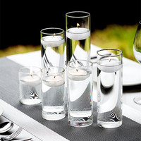 Support de bougie flottant sans fumée en forme de tasse en verre pour la Saint-Valentin, dîner romantique aux chandelles, fête d'anniversaire, hôtel, mariage