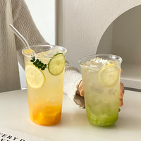 Tasse en verre borosilicate minimaliste, résistante à la chaleur, à paroi simple, transparente, pour boissons froides, thé aux fruits, usage café