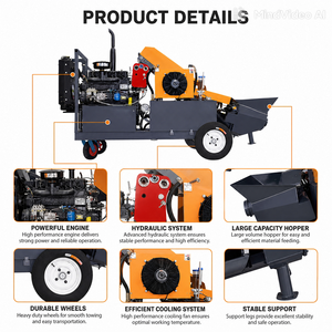 Pompe à béton diesel à quatre cylindres de type oblique pour agrégats fins, moteur haute efficacité, débit de 6-8 m³/h pour les chantiers étroits - Product Image 3