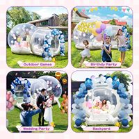 Dôme à bulles gonflable de 13 pieds, trampoline, tente à bulles transparente gonflable, tente de jardin en PVC imperméable avec tunnel de 7 pieds, camping