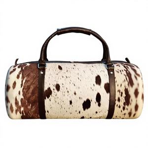 Sac de voyage en cuir véritable à poils, fermeture éclair, léger, grande capacité, bagage de voyage - Fait main, luxe LHODB-0153B - Product Image 1