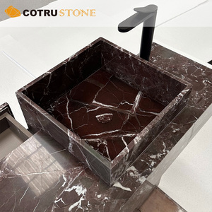 <span class=keywords><strong>Lavabo</strong></span> de Baño Rosso Levanto Color Borgoña, <span class=keywords><strong>Lavabo</strong></span> Independiente de Mármol Rojo Natural con Cajón de Madera para Casa o Villa - Product Image 5