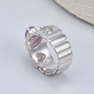 Elegante Anillo de Plata de Ley 925 Brillante con Piedra Preciosa de Amatista Natural - Product Image 3