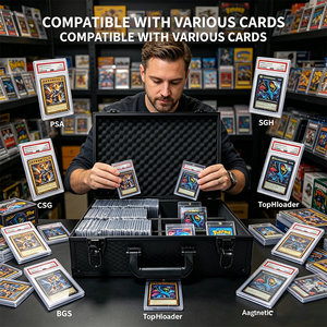 Boîte de rangement en aluminium pour cartes de sport gradées, compatible avec les cartes gradées PSA BGS CGC SGC FGS TOPLOADERS, pour 3 rangées de cartes de collection - Product Image 1