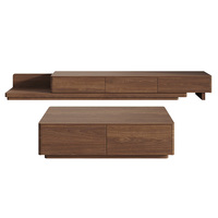 Mueble de TV Moderno para Sala de Estar en Madera de Nogal, Centro de Entretenimiento de Madera Sólida, Mueble para TV Retráctil con 3 Cajones de Almacenamiento, Comedor