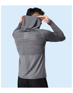 Camisetas de gimnasio personalizadas de talla grande para hombre, camiseta de compresión de entrenamiento de secado rápido, Sudadera con capucha de manga larga para culturismo, camisetas que absorben el sudor para correr - Product Image 2