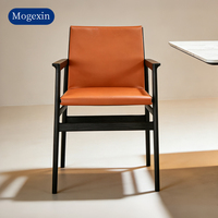 Chaises de salle à manger modernes en bois noir de qualité supérieure, confortables, avec revêtement en cuir orange, pour restaurant, café, salon et chambre à coucher