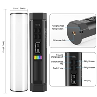 PULUZ 17cm 2000mAh 3300K 5000K 8100K Lampe photo RGB portable avec lumière d'appoint LED magnétique