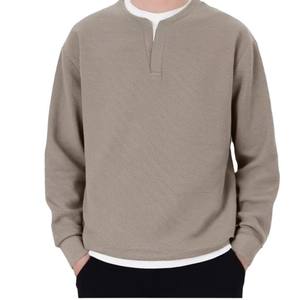 Cross-Border Fake Two-Piece Spliced Texture Spring Trendy <b>V</b> Neck Woolen Heavyweight Long Sleeve Men's Sweatshirt - Product Image 5