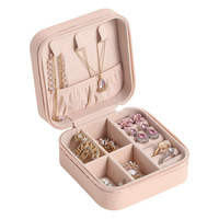 Boîte de rangement à bijoux portable, étui à bijoux de voyage, boîte de rangement en cuir, organisateur de bijoux pour boucles d'oreilles, collier, bague, présentoir