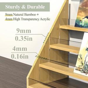 Bamboo Acrylic Greeting Card <b>Rack</b> 3 Tier Desktop Display Shelf Modern Storage Organizer for Cards Postcards Decorative Use - Product Image 4