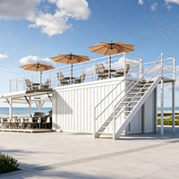 Café-bar préfabriqué sur mesure avec terrasse sur le toit, restaurant portable en conteneur maritime pour plage, bord de mer, commerce
