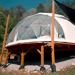 Tenda a cupola geodetica del deserto trasparente impermeabile con sfera Pcv Demo prefabbricata Full House Igloo