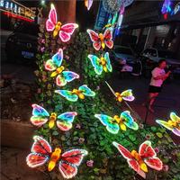 TOPREX Unique Vivid Thème Lumière Parc Décoration 3D Sculpture Acrylique Coloré Dynamique Papillon Led Lumières