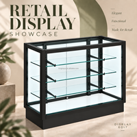 Vitrine d'exposition de détail avec éclairage LED personnalisé, en verre, avec portes coulissantes en MDF, serrure et étagères réglables pour boutique de tabac