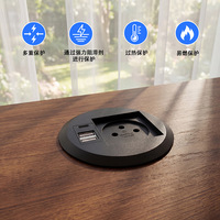 Stopkontak Meja Kantor Terlaris Standar Israel dengan Adaptor Daya USB-C/USB-A, Kabel 2 Meter, Desain Tersembunyi Terintegrasi