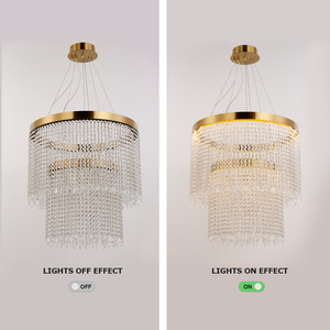 โคมไฟวิลล่าติดเพดานสีทองหรูหราทันสมัยโคมระย้าคริสตัลติดเพดาน K9ห้องนั่งเล่นของโรงแรม - Product Image 2