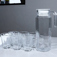 Ensemble de carafes à eau en verre promotionnelles en gros, design de qualité alimentaire, avec couvercle, pour jus et boissons