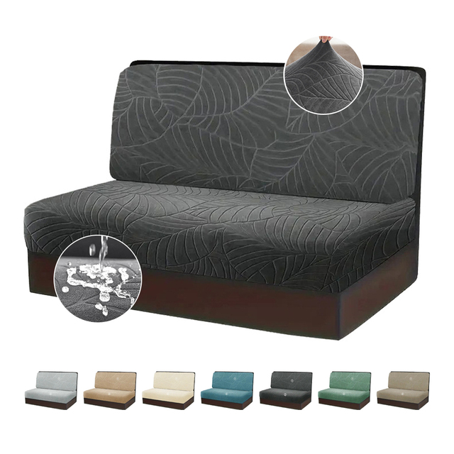 Waterproof Leaf Jacquard Stretch Slipcover, Thick Anti-Slip Elastic Cover for RV Bench Seat Camper Caravan