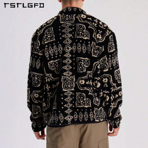 Hợp Thời Trang Thiết Kế Thương Hiệu Jacquard Mùa Đông Ấm Áp Cừu Len Áo Khoác Người Đàn Ông Của Áo Khoác Áo Khoác Lỏng Phù Hợp Jacquard Lamb Áo Khoác Cho Nam Giới - Product Image 5