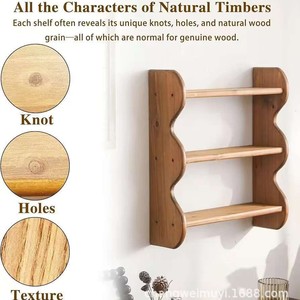 Solid Wood Wall <b>Shelf</b> 3 Layers Wall Mounted Storage <b>Rack</b> For Living Room Bedroom Decorative Display <b>Shelves</b> - Product Image 5