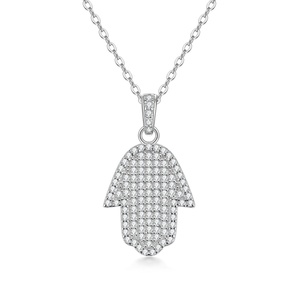 Collar con Colgante de Mano de Fátima en Cobre Ecológico con Microincrustaciones de Circonio y Baño de Oro de 14k para Mujer - Product Image 3