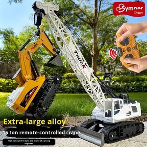 AiJH 9CH Camión Excavadora RC de Aleación, <span class=keywords><strong>Juguete</strong></span> con Rotación de 360 Grados, Vehículo de Ingeniería a Control Remoto, Grúa RC - Product Image 2