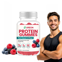 Gummies de protéines de lactosérum Pureon en promotion, sans sucre ajouté, pour la prise de masse, saveur fruits rouges mélangés