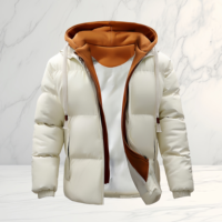 Nouvelle veste d'hiver pour homme, mode polyvalente, veste en coton épaisse et chaude, à capuche, effet deux couleurs, veste en duvet