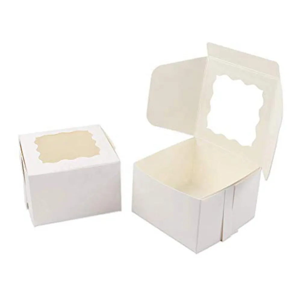 थोक मूल्य सफेद खाद्य ग्रेड बेकरी नालीदार कागज पैकेजिंग बेस ट्रे के साथ स्वीट कप केक बॉक्स
