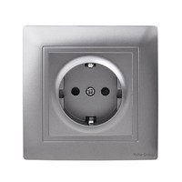 Enchufe Alemán Individual Moderno de 86*86mm, Gris, Ignífugo, con Panel Táctil, 3 Puertos USB A+C, Clasificación IP23, 250V/110V 16A