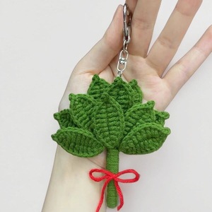 Crochet Lucky Pomelo Leaf Bag Pendant Craft <b>Kit</b> Green Yarn <b>DIY</b> Decor For Gift Or Party - Product Image 2